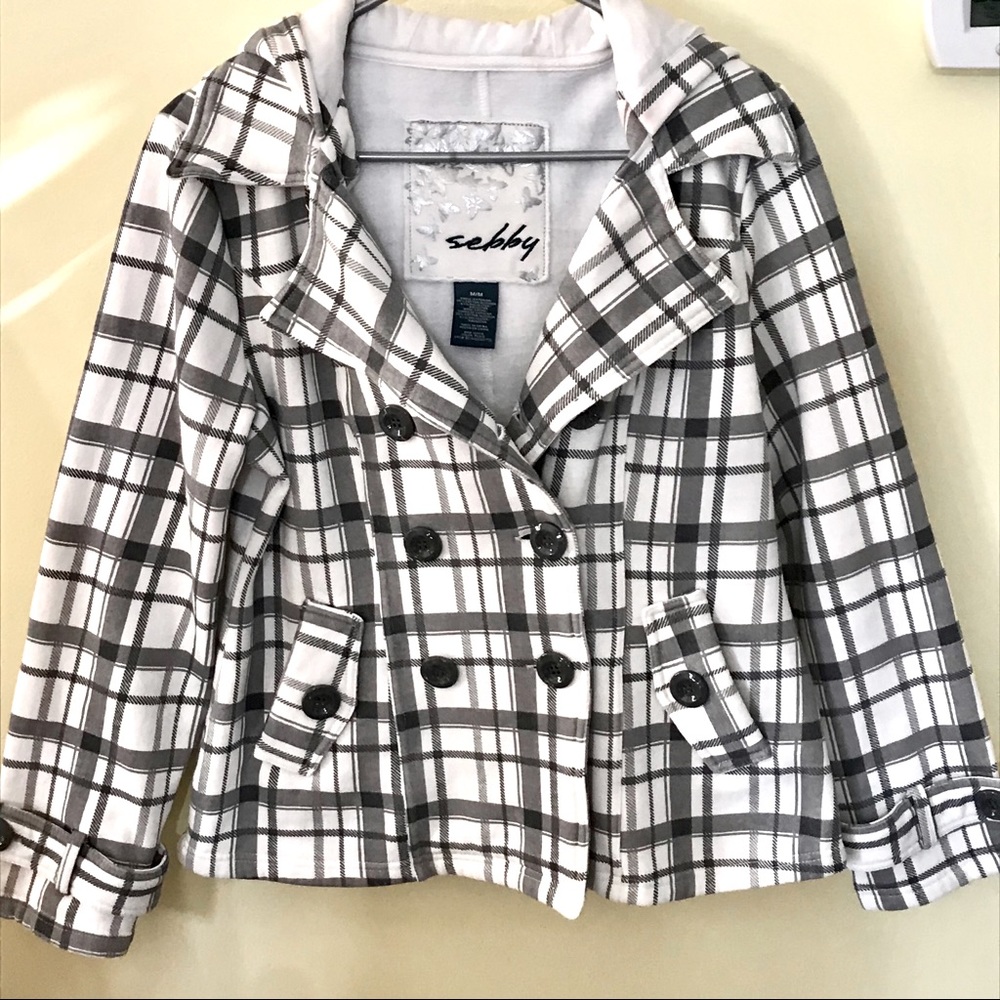 Sebby White & Gray Peacoat